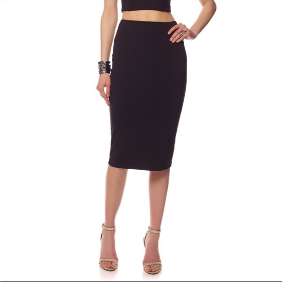 Alexander Wang Black Pencil Skirt Size Large Knee‎ Length Minimalist Work Career - Picture 1 of 7